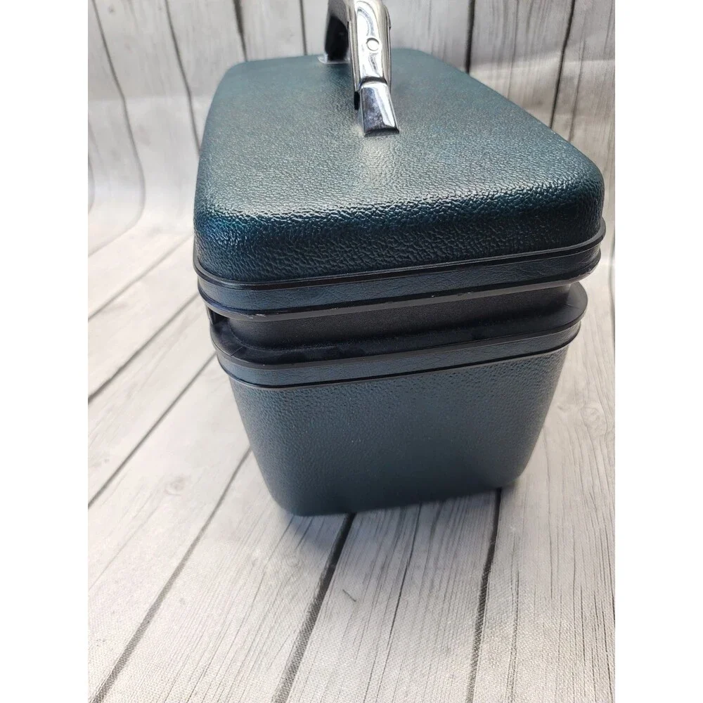 VTG 80s Samsonite Series 2800 Train Travel Cosmetic Case Blue w Key Storage Tray